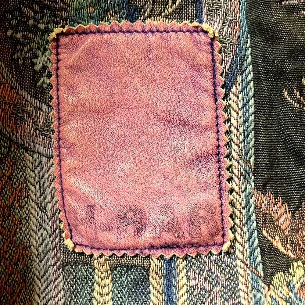 Vintage HBAR tapestry jacket w/snap front,multicolour,leather trim,inner pocket - Picture 9 of 9